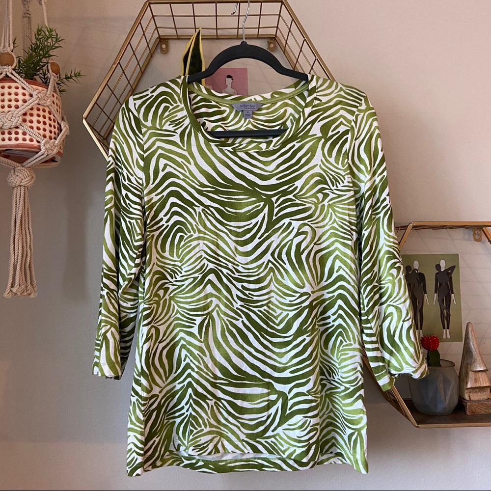 Soft green zebra print blouse